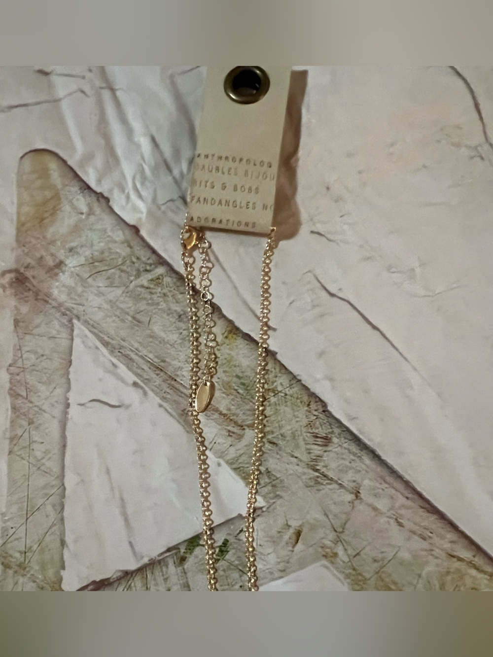 Anthropologie Fringed Crystal Pendant Necklace - NWT - Gold - Picture 9 of 15